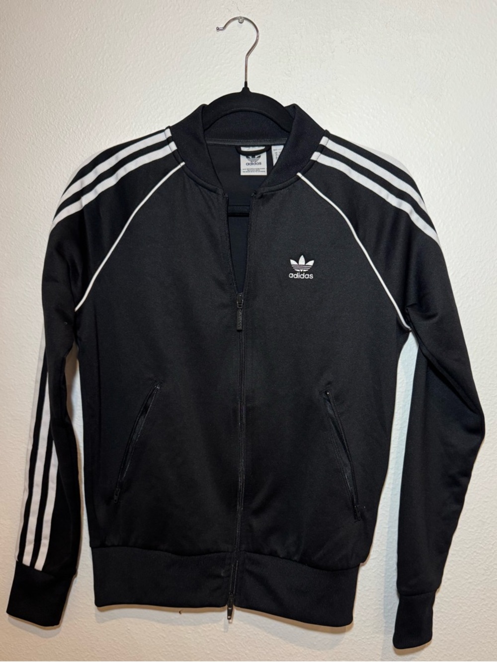 Adidas Black 3-Stripes Zip Track Jacket XS Women’s Trefoil Logo